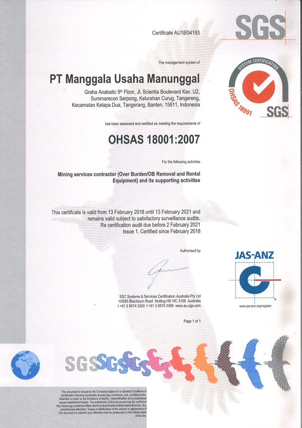 OHSAS Certificate 18001