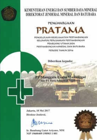 Pratama Award (Mining Safety Management) 2017